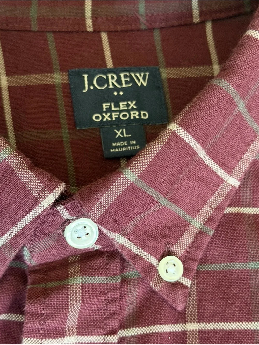 J. Crew Oxford Flex Shirt Men Extra Large Burgundy Button Down 100 % Cotton NEW